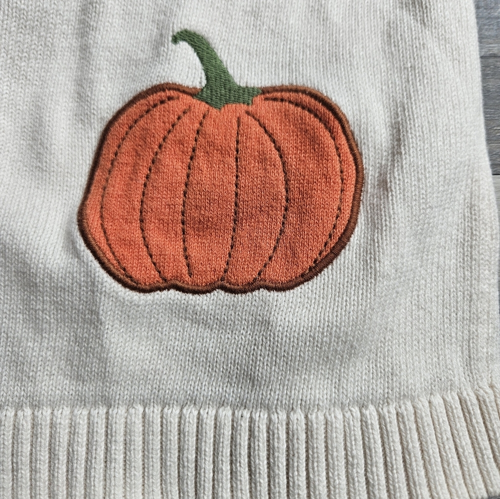 Gymboree Cardigan Sweater Girl's 8 White Pumpkin Buttons Applique - Picture 2 of 4